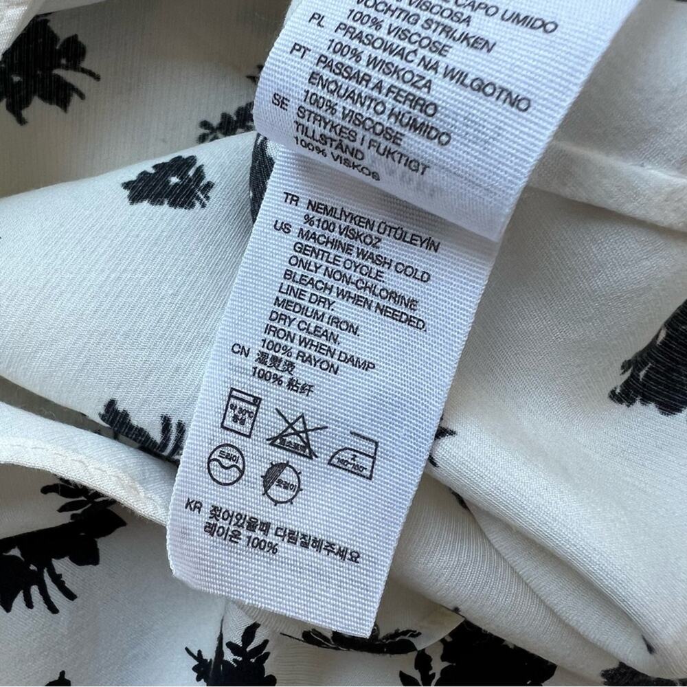 & Other Stories White Black Floral Short Sleeve Mini Dress Women’s Size 4 - Picture 9 of 9